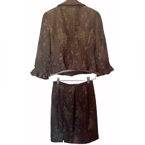 Vintage Maggy London Floral Two Piece Suit Skirt Size 4P - Picture 2 of 6